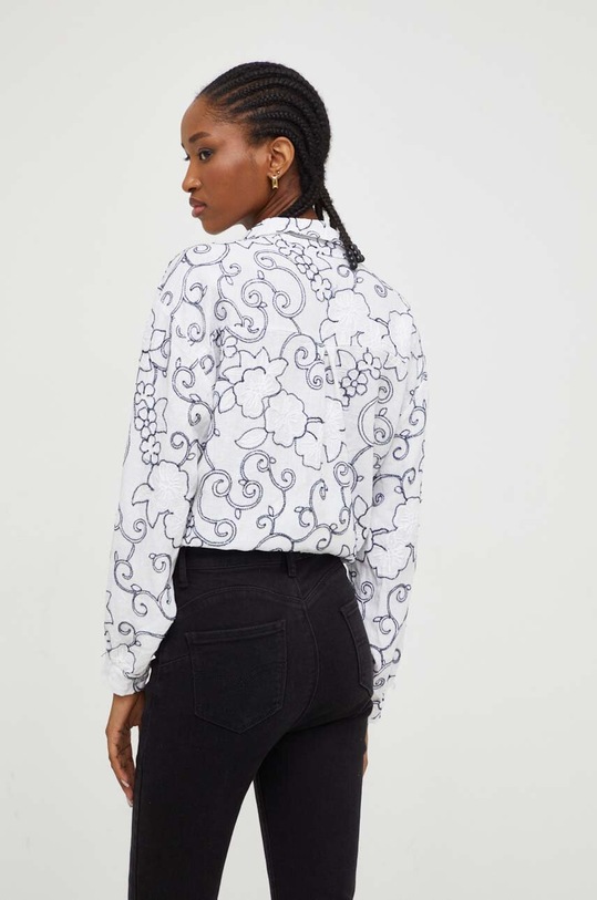 Answear Lab cămașă de in alb 33421Z.ih