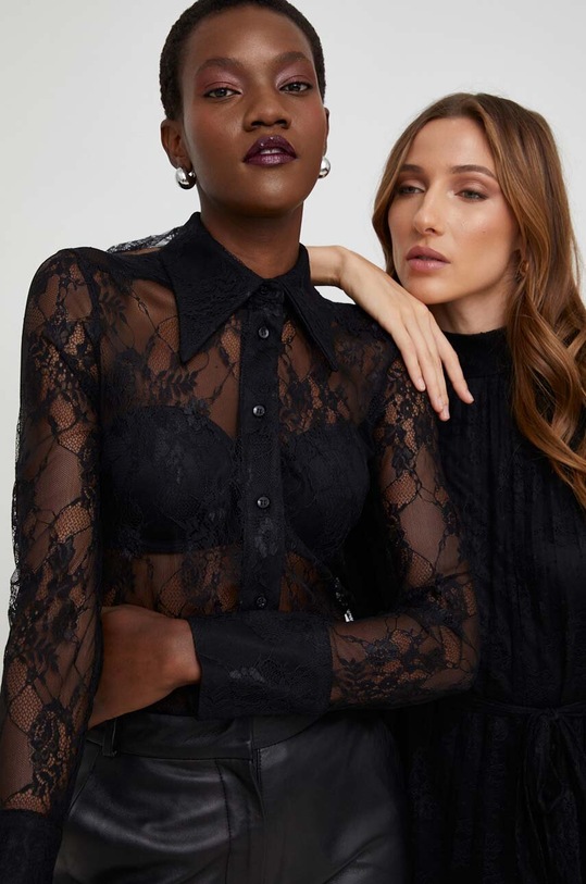 Πουκάμισο Answear.LAB X limited collection NO SHAME μακρύ μαύρο LD0057.HWK