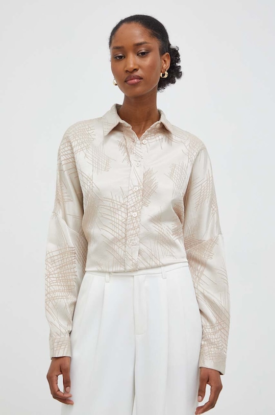 Košile Answear.LAB s elastanem béžová 33520.tjs