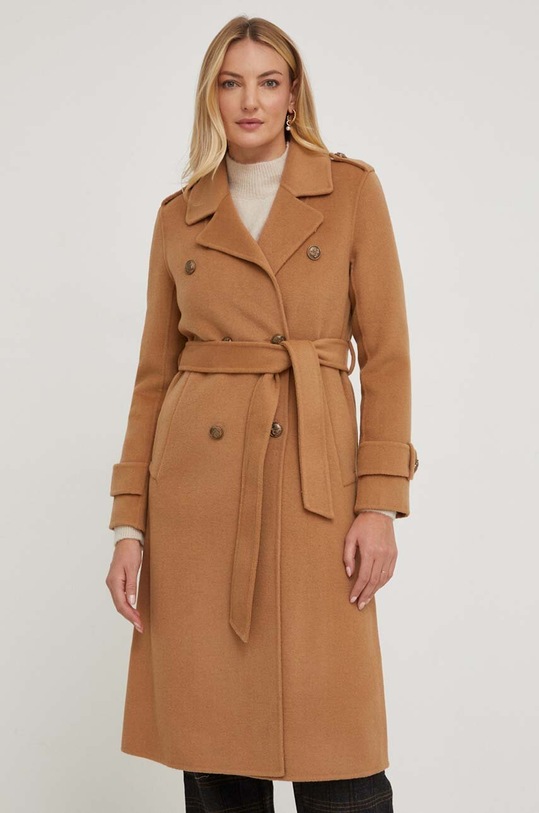 Answear.LAB płaszcz wełniany bez kaptura beżowy 3012.1FKK
