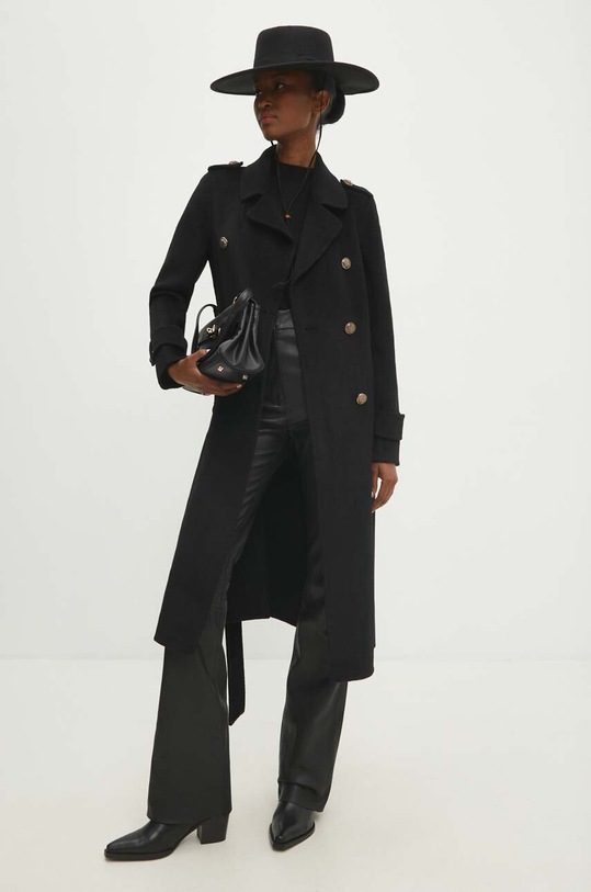 Vlnený kabát Answear Lab 3012.1FKK čierna WZ23