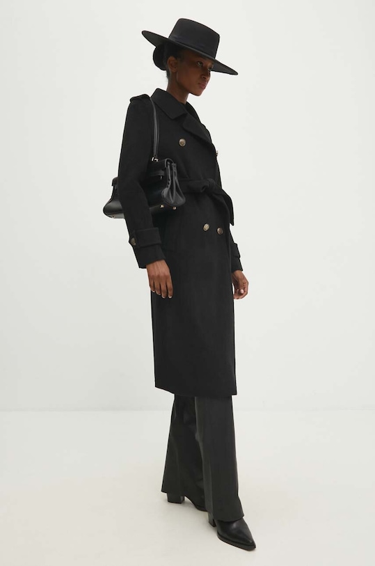 Vlnený kabát Answear Lab čierna 3012.1FKK