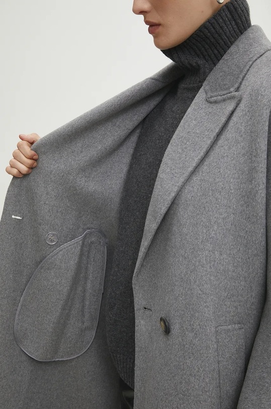 Vlnený kabát Answear Lab 3033.fkk sivá