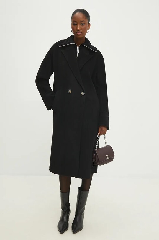 Шерстяное пальто Answear.LAB без подкладки чёрный 3033.fkk