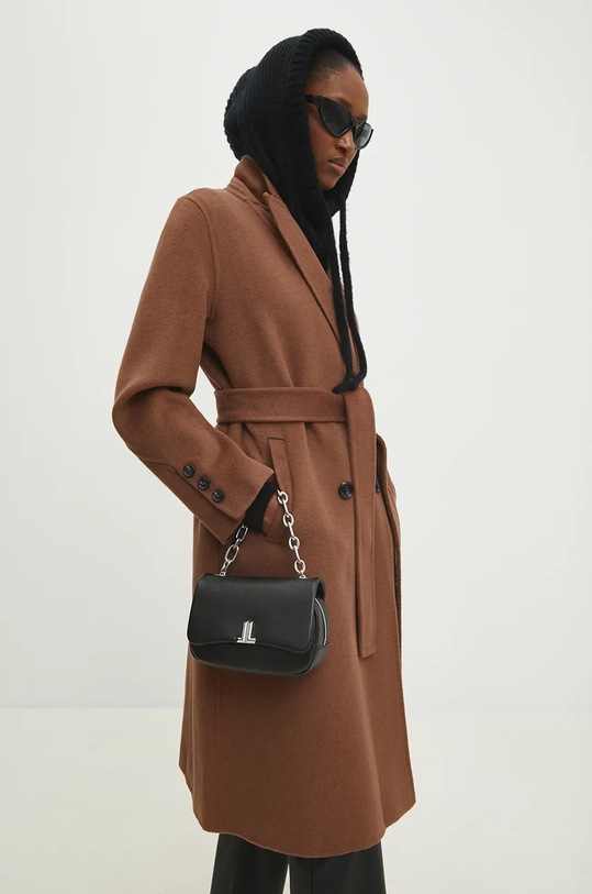 Odzież Answear Lab płaszcz wełniany 3037.1FKK brązowy