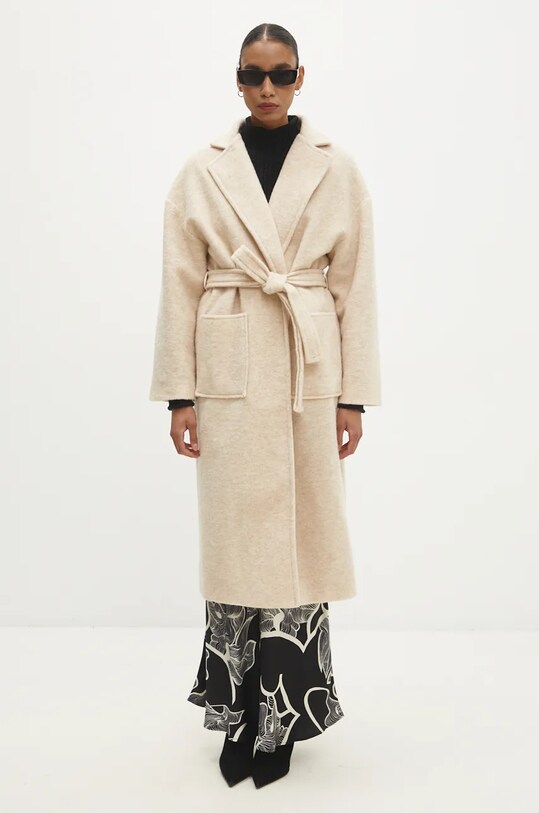 Пальто с шерстью Answear.LAB бежевый co621.IW