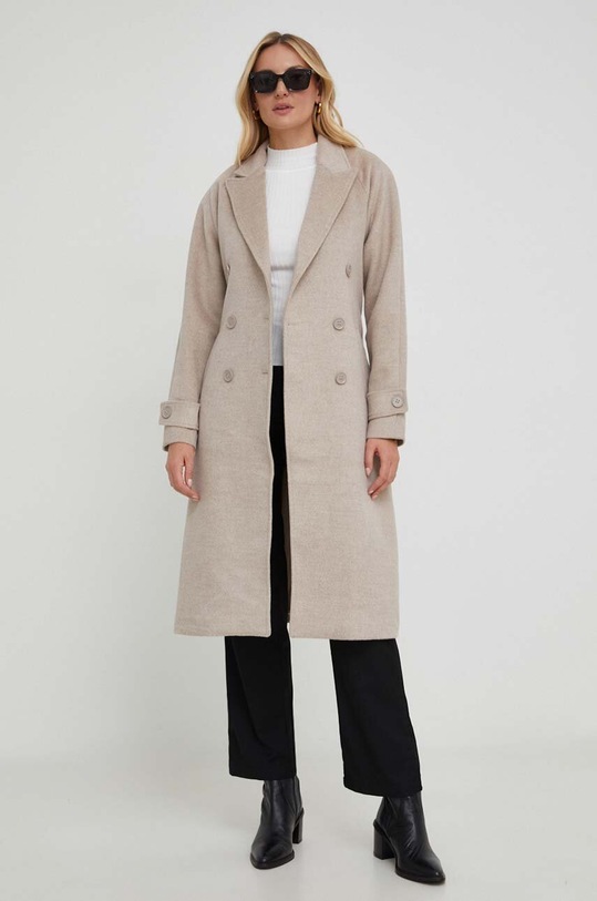 Answear Lab płaszcz z wełną 2071.FKK beżowy WZ23
