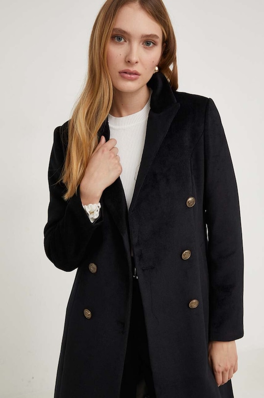 Vlnený kabát Answear Lab čierna 2058.FKK