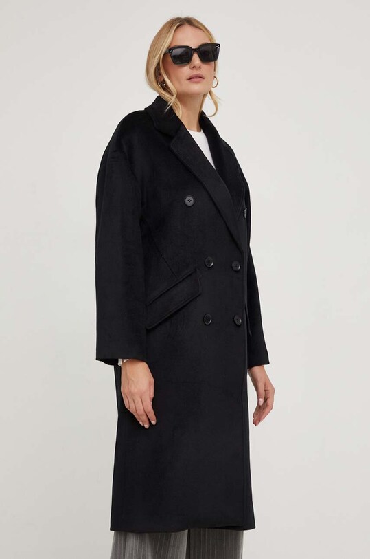 Answear Lab płaszcz z wełną czarny 2075.fh
