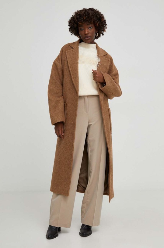 Палто с вълна Answear Lab 122000.IWK кафяв WZ23