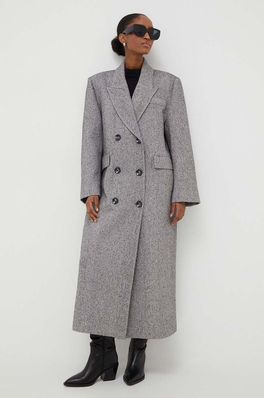Answear Lab płaszcz z wełną 23k542125.TWK szary WZ23