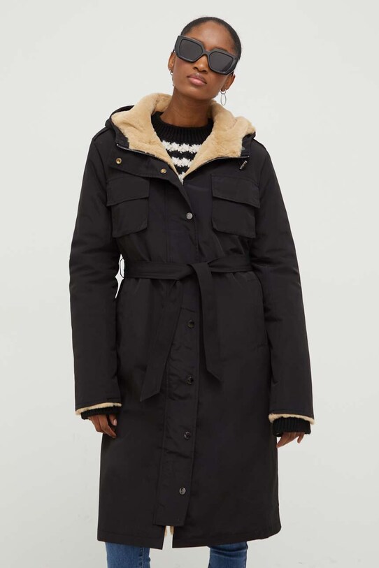 Куртка Answear.LAB waterrepellent с капюшоном чёрный 8615.FKK