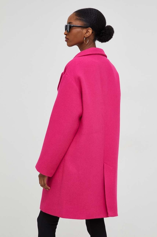 Odzież Answear Lab płaszcz z wełną pl.TWK różowy