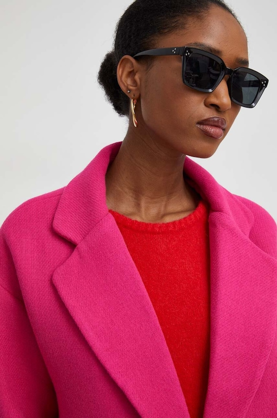 Answear Lab płaszcz z wełną pl.TWK różowy