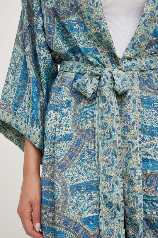 Answear Lab kimono jedwabne KIM5.HWK turkusowy