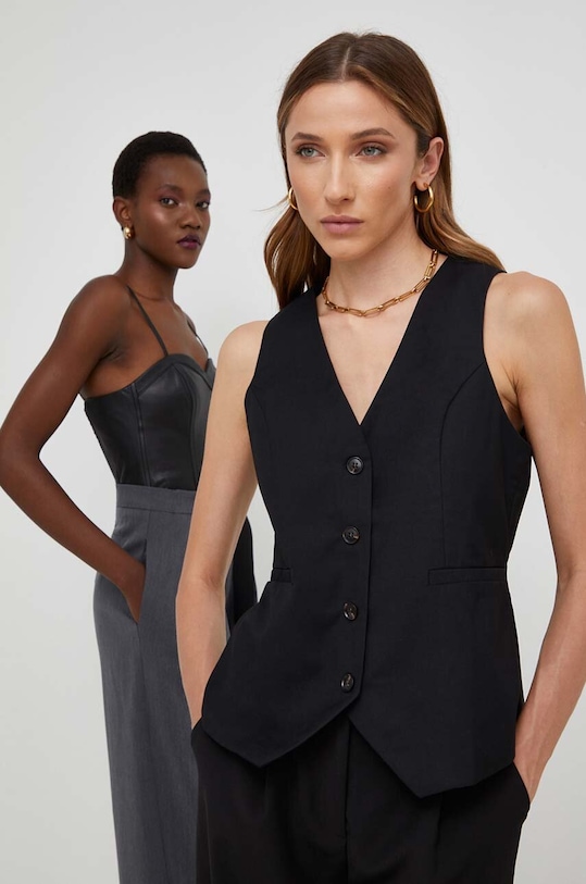 Answear.LAB kamizelka X kolekcja limitowana NO SHAME tkanina czarny MR20836.HKK