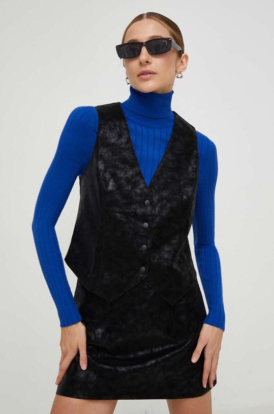 Answear Lab kamizelka imitacja skóry czarny 31561.fh