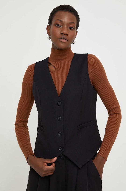 Answear Lab kamizelka tkanina czarny 733.HWK