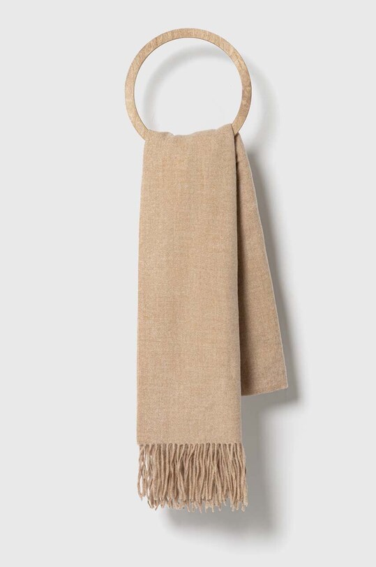 Answear Lab szalik z kaszmirem tkanina beżowy pashmina.FKK