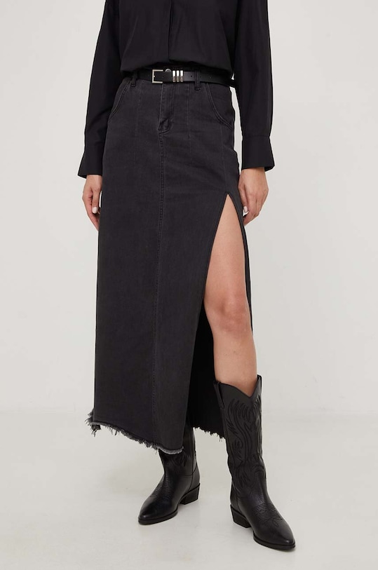 Answear Lab fustă din denim X limited collection NO SHAME TR207.HKK negru WZ23