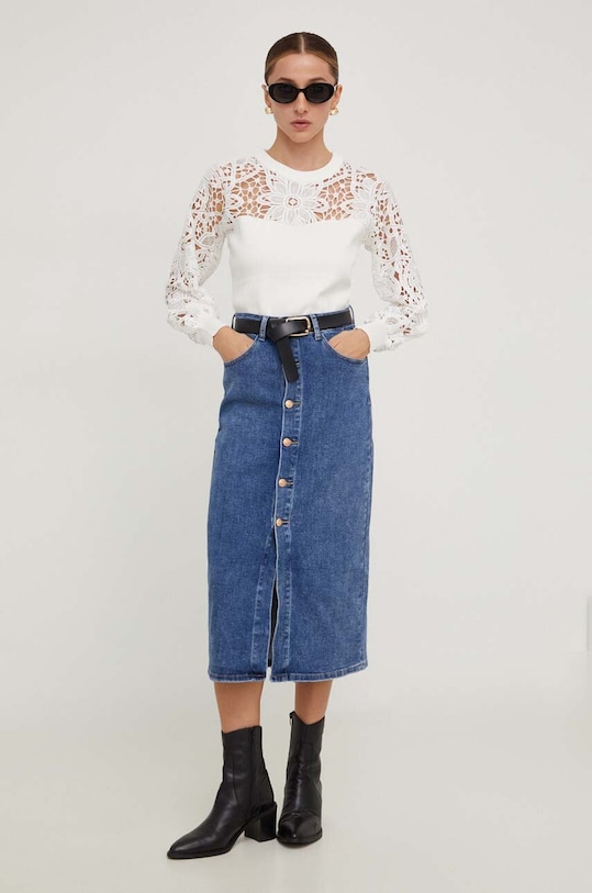 Answear Lab spódnica jeansowa z elastanem niebieski RD7247.HKK