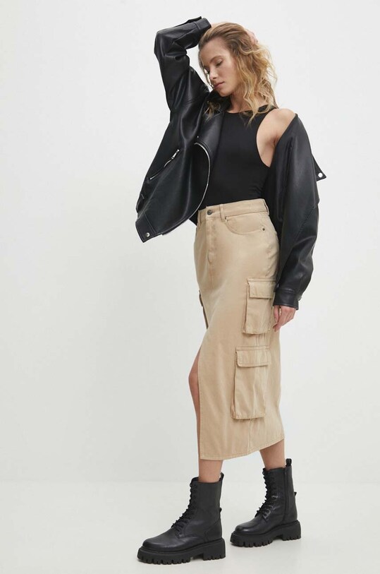 Джинсовая юбка Answear.LAB 80858.TWK бежевый WW24