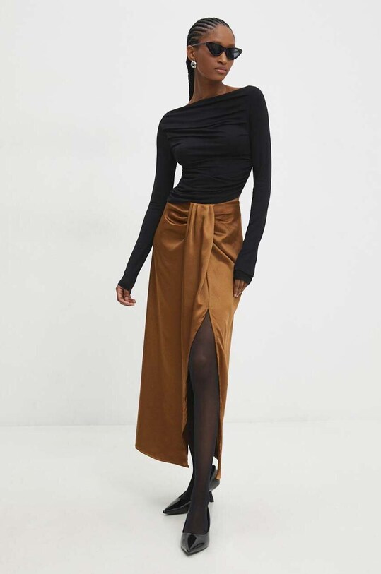 Φούστα Answear.LAB 12410.HWK καφέ WW24