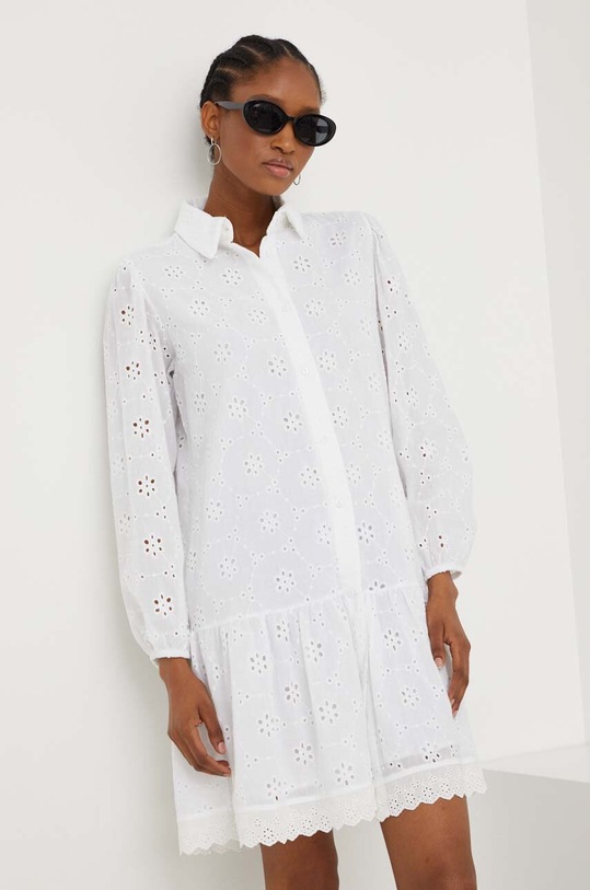 Βαμβακερό φόρεμα Answear.LAB μακρύ λευκό 1280.db