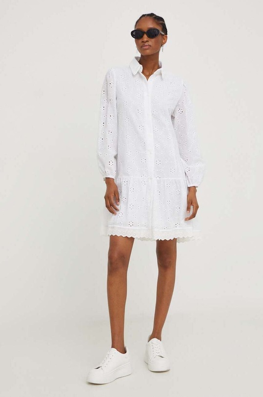 Βαμβακερό φόρεμα Answear.LAB 1280.db λευκό WZ23