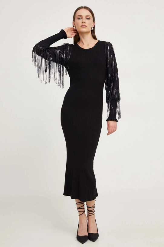 Answear Lab rochie midi negru 21620QKT.HWK