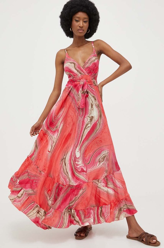 Answear Lab sukienka jedwabna rozkloszowany czerwony 729.1WK