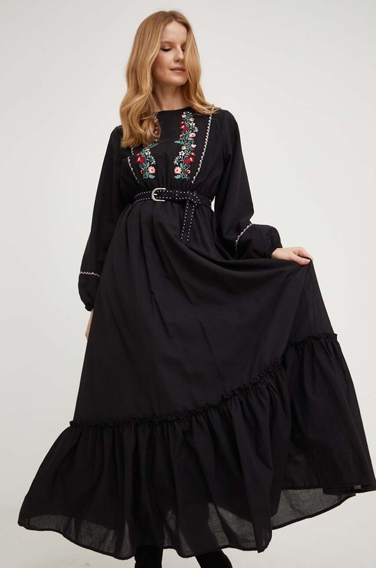 Answear.LAB vestito in cotone maxi nero 16829.W