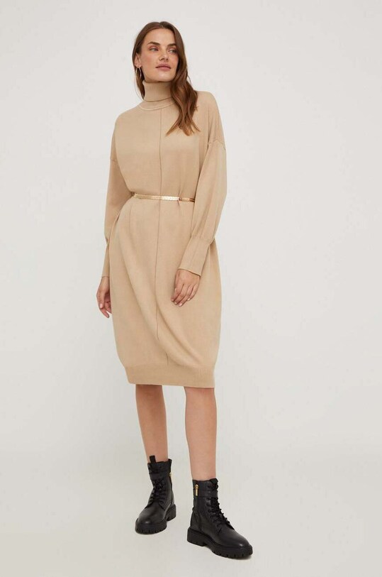 Φόρεμα Answear Lab με ελαστάν μπεζ 39531.HKK