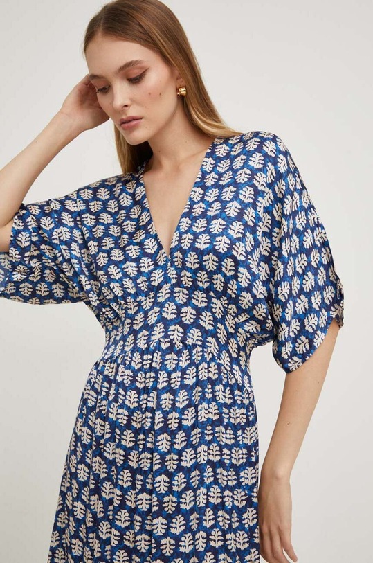 Answear Lab sukienka z jedwabiem granatowy G6012.hh