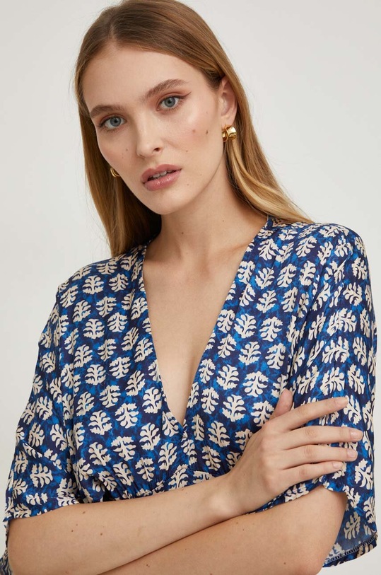 Answear Lab sukienka z jedwabiem G6012.hh granatowy