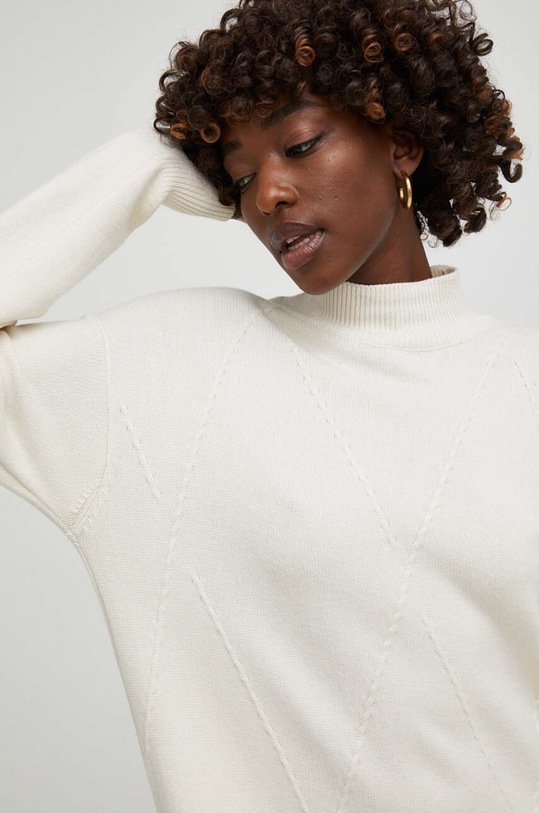 Answear Lab sukienka z domieszką wełny beżowy 8089.IWK