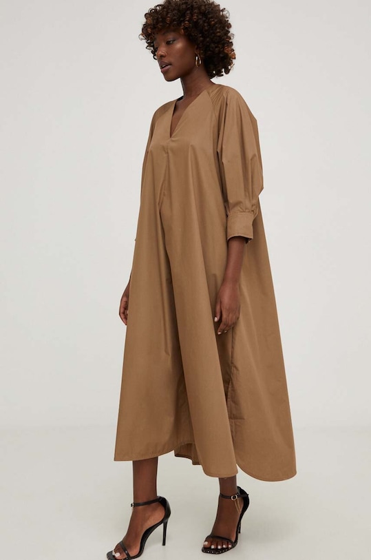 Answear.LAB sukienka bawełniana b9355.ikk beżowy WW25