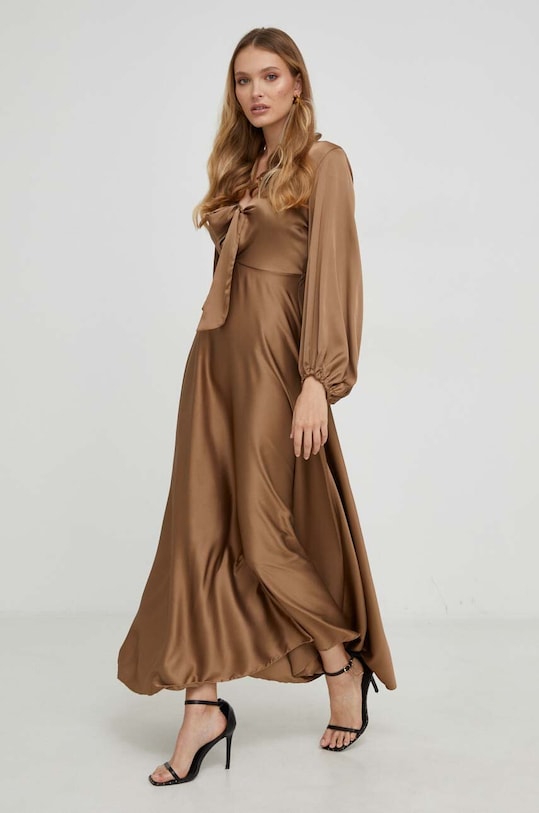 Haljina Answear.LAB dugi zlatna 16030.fh