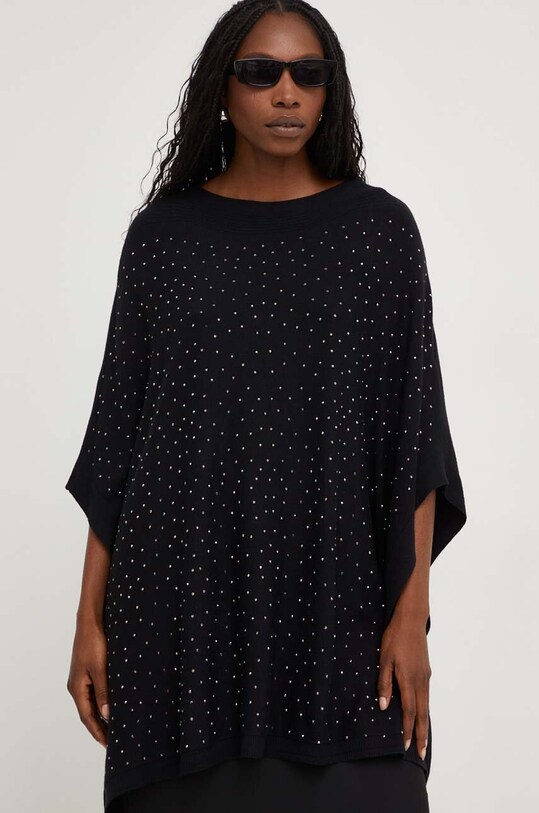 Answear Lab poncho aplikacja czarny QED2493.gdb