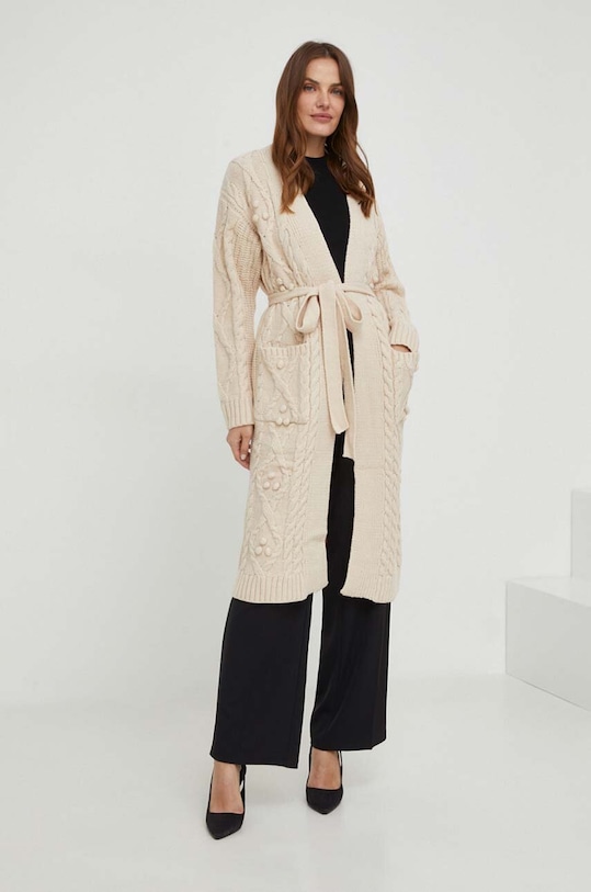 Answear Lab cardigan de lana uni bej JY8900.HKK