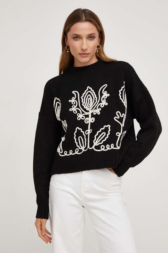 Μάλλινη μπλουζα Answear.LAB μαύρο swe1.TWK