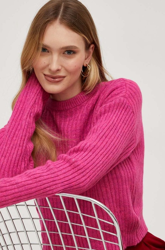 Answear Lab pulover din amestec de lana grosime medie roz 33173.tjs