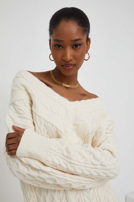 Svetr Answear.LAB V výstřih bílá sw033.iw