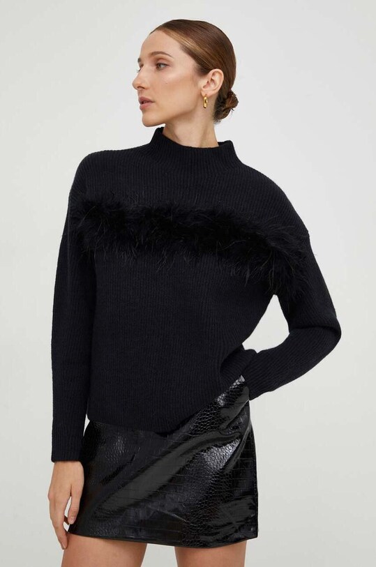 Answear.LAB sweter z wełną półgolf czarny 1514.iw
