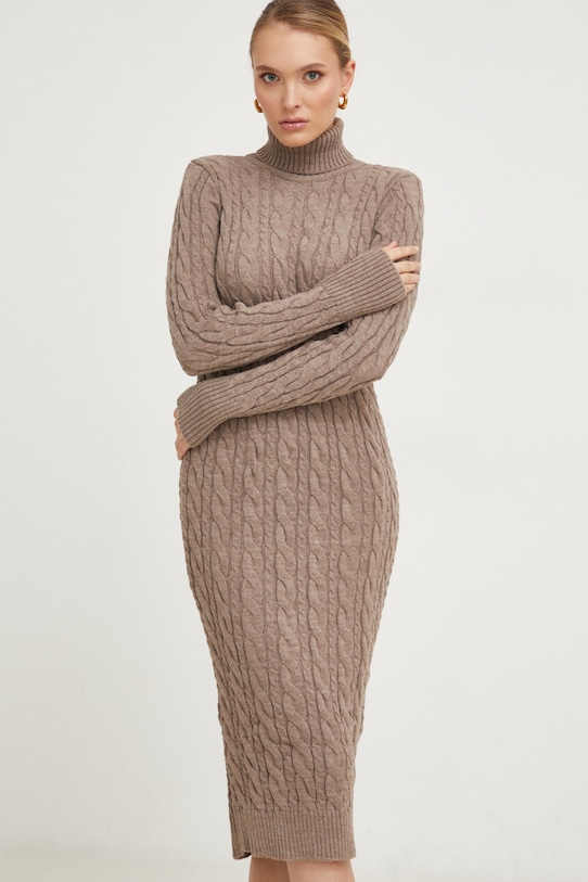 Šaty Answear.LAB rolák béžová 7727.TWK