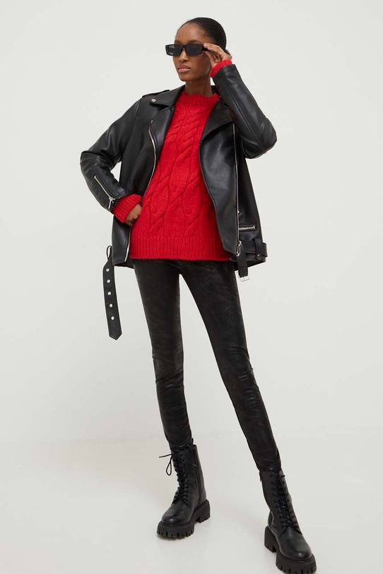 Answear Lab sweter z wełną 30063.TWK czerwony WZ23