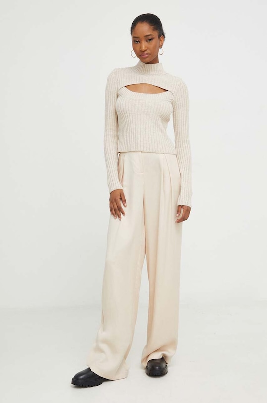 Answear Lab sweter z wełną 7390.TWK beżowy WZ23