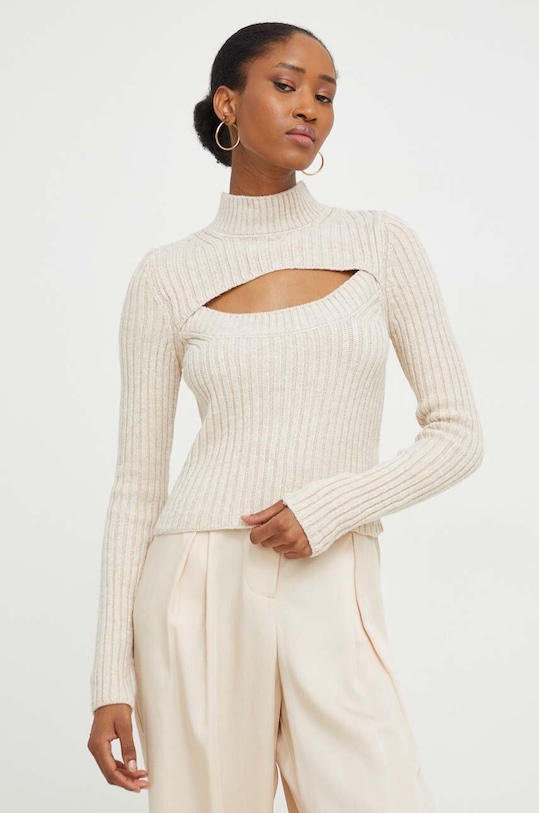 Answear Lab sweter z wełną beżowy 7390.TWK