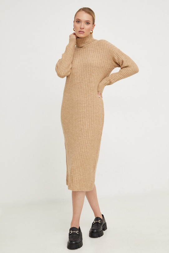 Answear Lab rochie din lână swbe.TWK bej WZ23