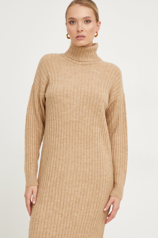 Answear Lab rochie din lână bej swbe.TWK